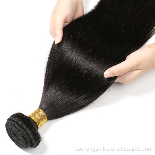Uniky Peruvian virgin human hair bundles with lace closure, Unprocessed 100 cuticle aligned raw virgin hair weave